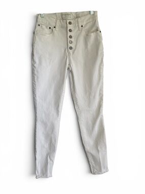 Lucky Brand Button Fly Indie Sleaze Coastal Bohochic White Skinny Jeans Sz 4